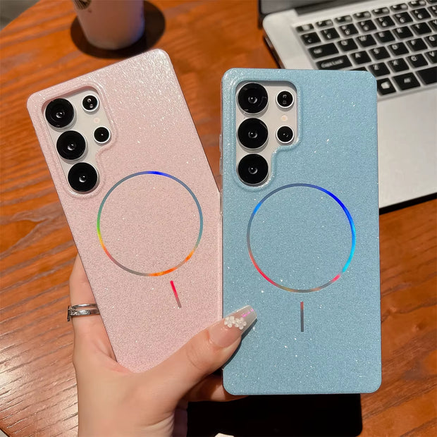 Cute Luxury Dream Shell Jelly Glitter Pink White Yellow Phone Case for Samsung Galaxy S23 S24 Fe S25 plus Ultra Bling Cover