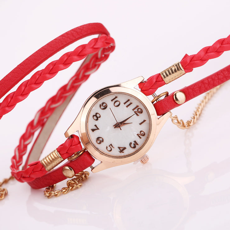 PU leather winding bracelet watch rope table