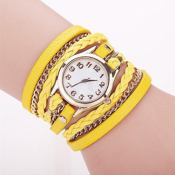 PU leather winding bracelet watch rope table