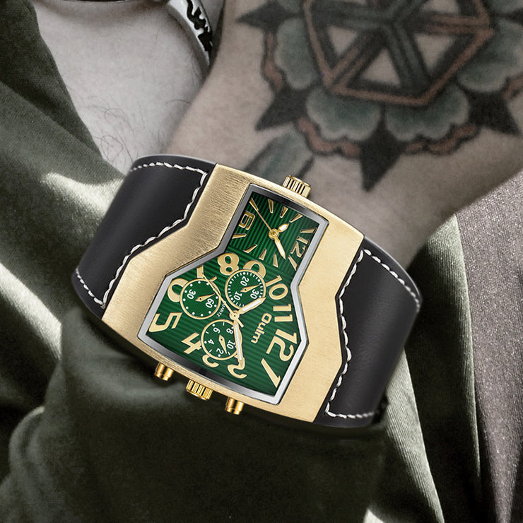 Premium Belt Large Dial Gold Men's Watch