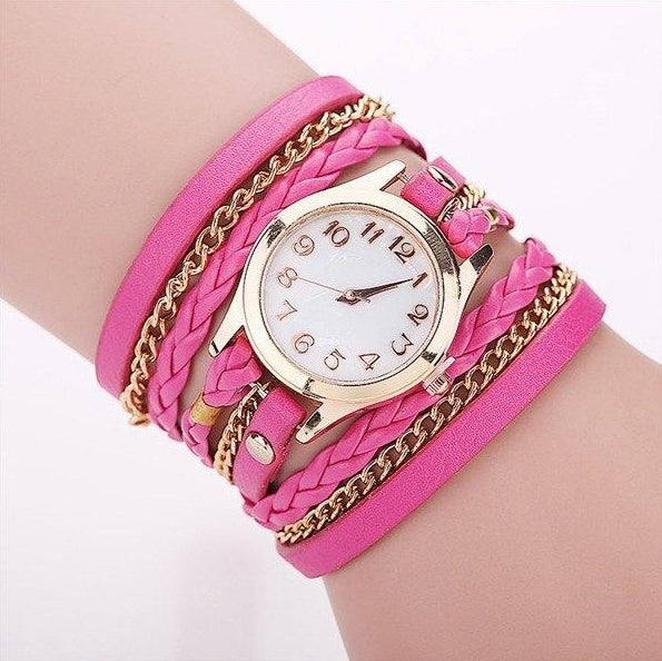 PU leather winding bracelet watch rope table