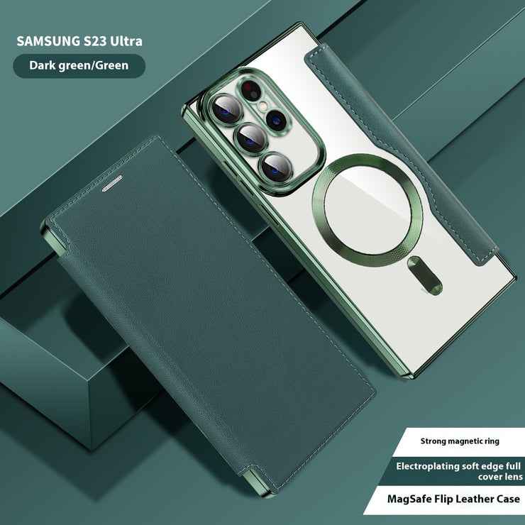 Electroplated Wireless Magnetic Business Flip Leather Case