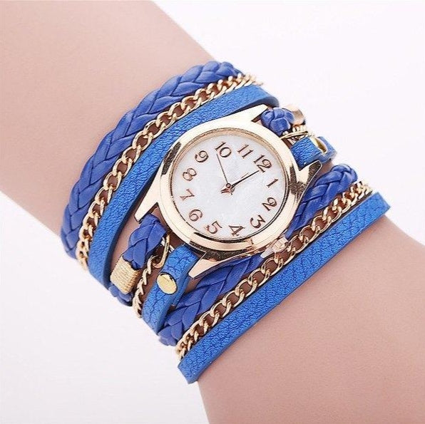 PU leather winding bracelet watch rope table