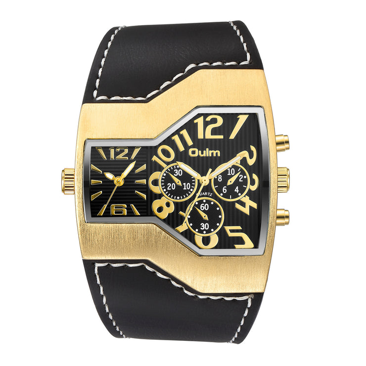 Premium Belt Large Dial Gold Men's Watch