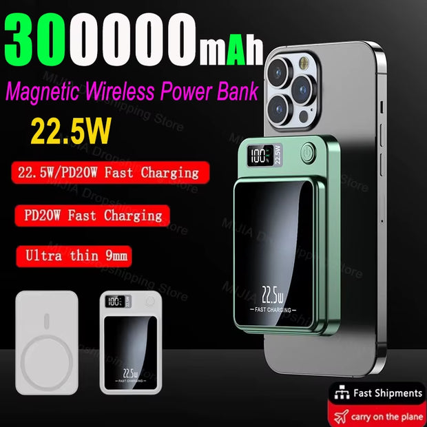 200000Mah Magnetic Power Bank Wireless Fast Charger for Magsafe Portable Auxiliary Battery Pack for Iphone Huawei Xiaomi 2025