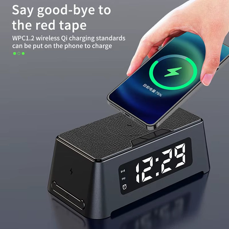 4 in 1 Wireless Charger Dock for Iphone 16 15 14Pro Apple Watch S9 8 7 15W Fast Charging Station Desktop LED Digital Alarm Clock