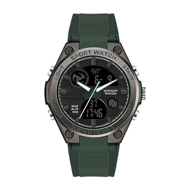 Men's Dual Display Waterproof Luminous Couple Sports Electronic Watch