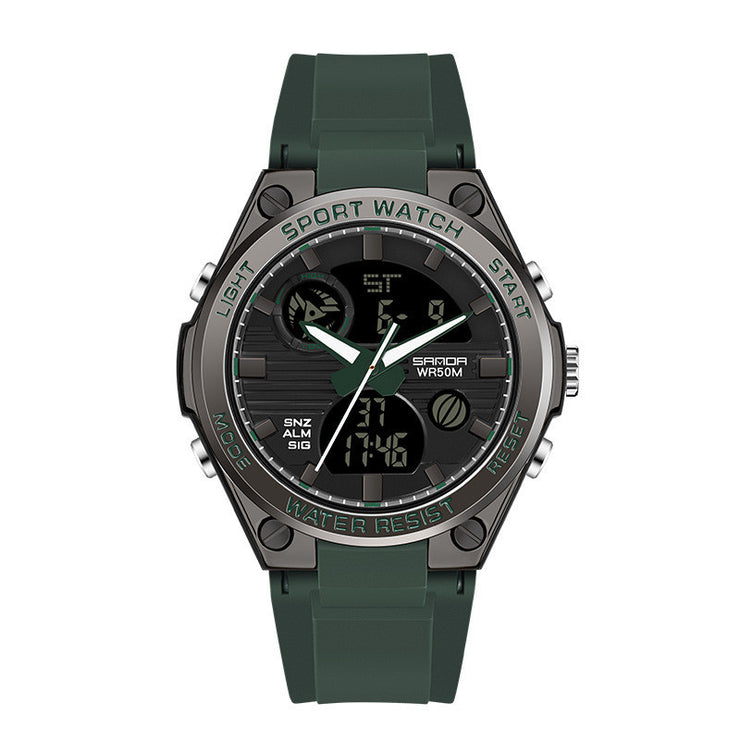 Men's Dual Display Waterproof Luminous Couple Sports Electronic Watch