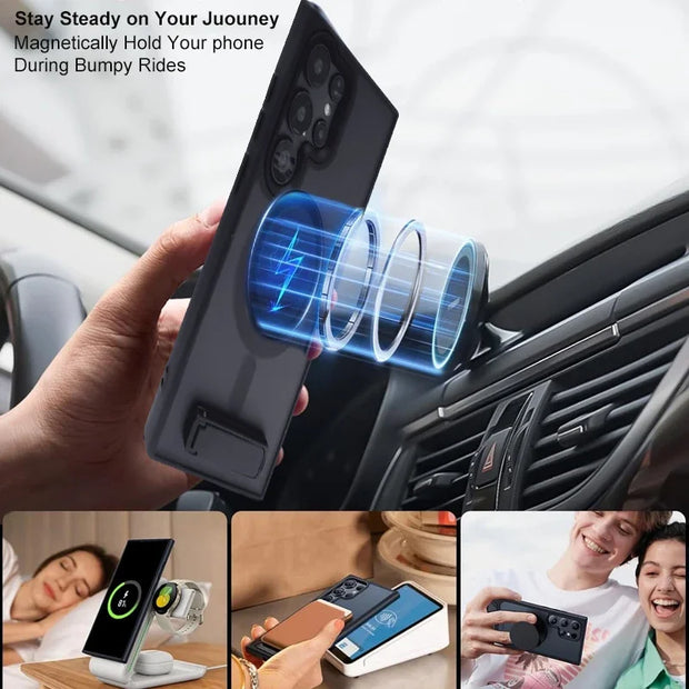 Magnetic Stand Mobile Phone Case for Samsung Galaxy S25 Ultra S24 S23 FE S22 plus Cover with Kickstand Cases with Holder