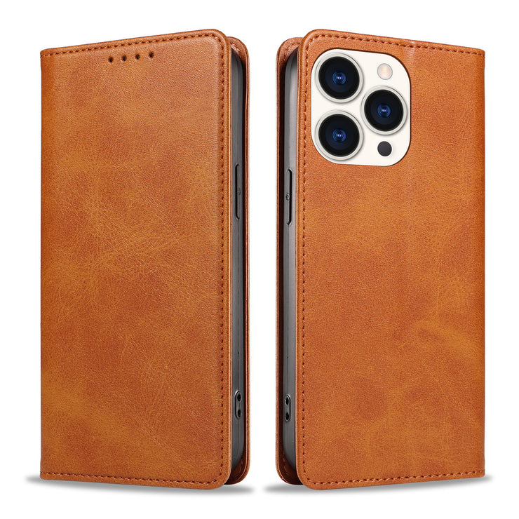 Simple Fashion Solid Color Leather Magnetic Phone Case