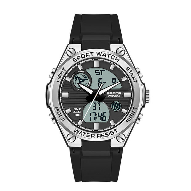 Men's Dual Display Waterproof Luminous Couple Sports Electronic Watch