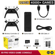NEW 128G X9 PRO TV Video Game Console Retro Game Stick 45+ Emulator for PS1/PSP/NDS/N64 40000+ Family Games W 2.4G Dual Controll