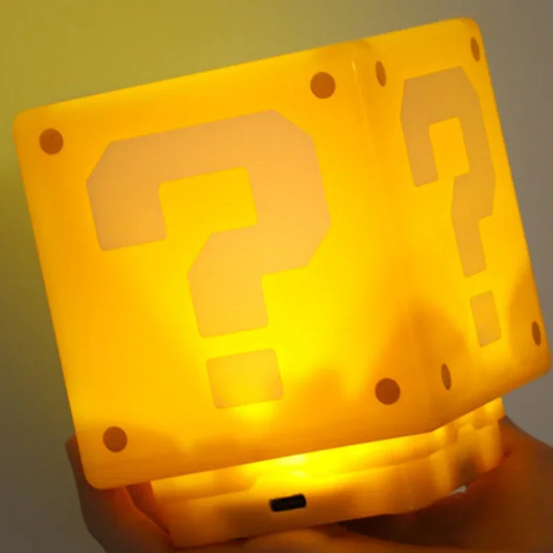 Super Mario Bros LED Question Mark Brick Night Light Anime Bedroom Table Lamp USB Charging Light for Kids Birthday X-Mas Gifts