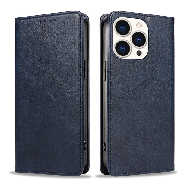 Simple Fashion Solid Color Leather Magnetic Phone Case