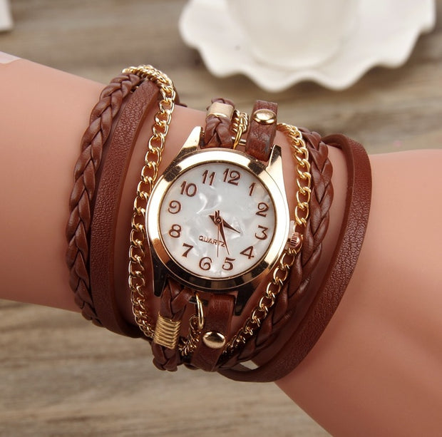 PU leather winding bracelet watch rope table