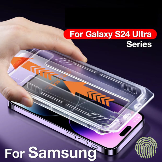 FOR Samsung Galaxy S24 S25 23 S22 plus Ultra 5G Screen Protector Tempering Glass Phone with Install Kit Remove Explosion