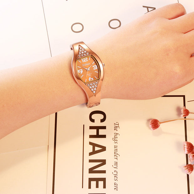 Rose gold ladies bracelet watch