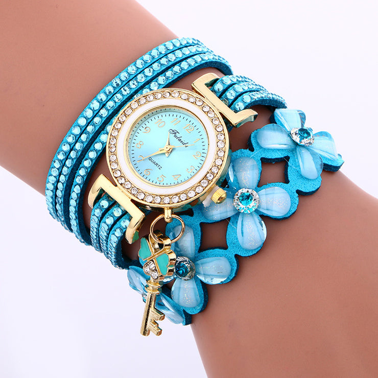 Gold Crystal Rhinestone Bracelet Watch