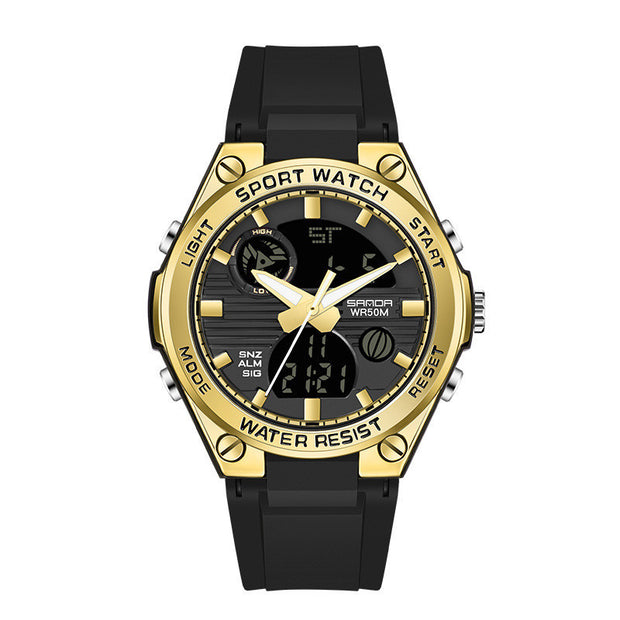 Men's Dual Display Waterproof Luminous Couple Sports Electronic Watch