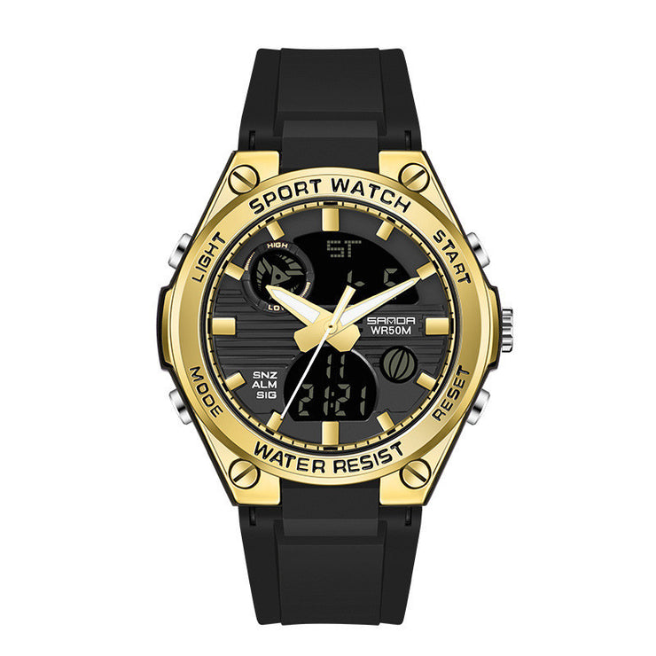 Men's Dual Display Waterproof Luminous Couple Sports Electronic Watch