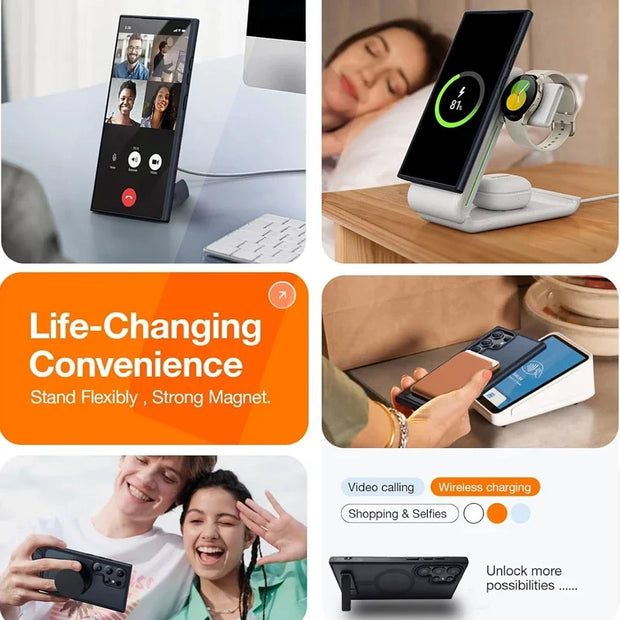 Magnetic Stand Mobile Phone Case for Samsung Galaxy S25 Ultra S24 S23 FE S22 plus Cover with Kickstand Cases with Holder
