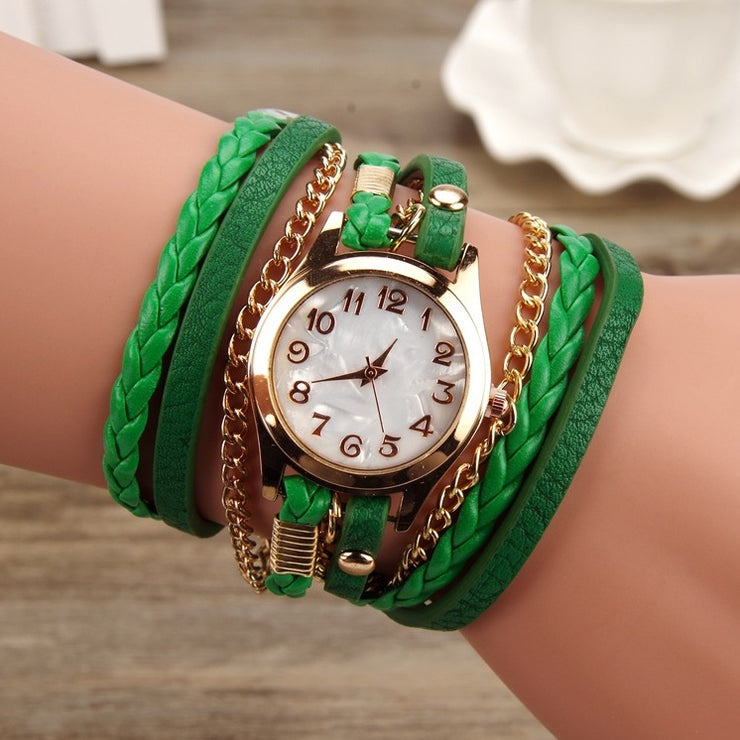 PU leather winding bracelet watch rope table