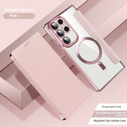 Electroplated Wireless Magnetic Business Flip Leather Case