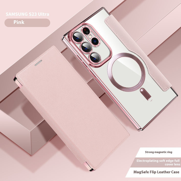 Electroplated Wireless Magnetic Business Flip Leather Case