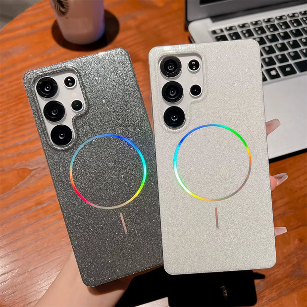 Cute Luxury Dream Shell Jelly Glitter Pink White Yellow Phone Case for Samsung Galaxy S23 S24 Fe S25 plus Ultra Bling Cover