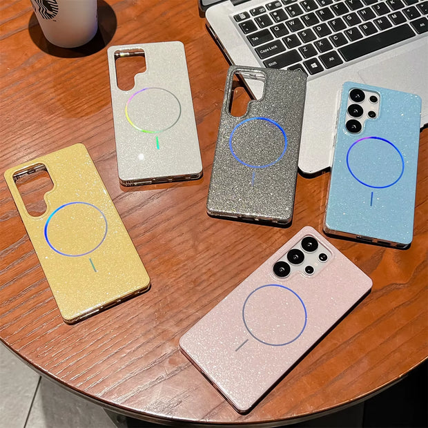 Cute Luxury Dream Shell Jelly Glitter Pink White Yellow Phone Case for Samsung Galaxy S23 S24 Fe S25 plus Ultra Bling Cover