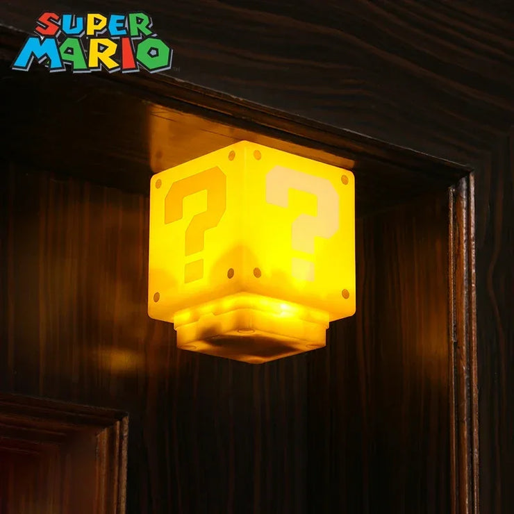 Super Mario Bros LED Question Mark Brick Night Light Anime Bedroom Table Lamp USB Charging Light for Kids Birthday X-Mas Gifts