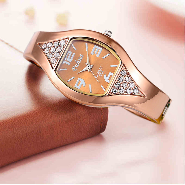 Rose gold ladies bracelet watch