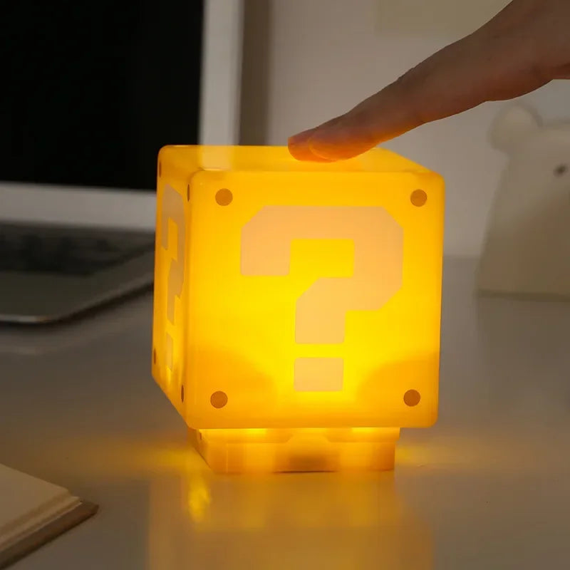 Super Mario Bros LED Question Mark Brick Night Light Anime Bedroom Table Lamp USB Charging Light for Kids Birthday X-Mas Gifts