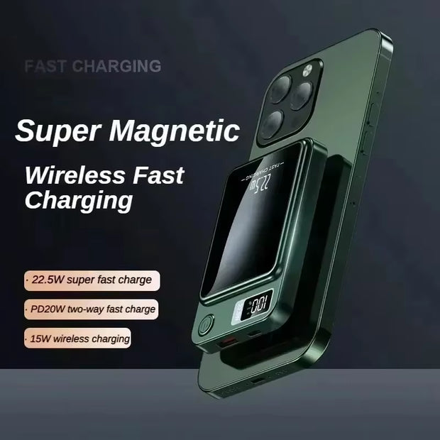 200000Mah Magnetic Power Bank Wireless Fast Charger for Magsafe Portable Auxiliary Battery Pack for Iphone Huawei Xiaomi 2025