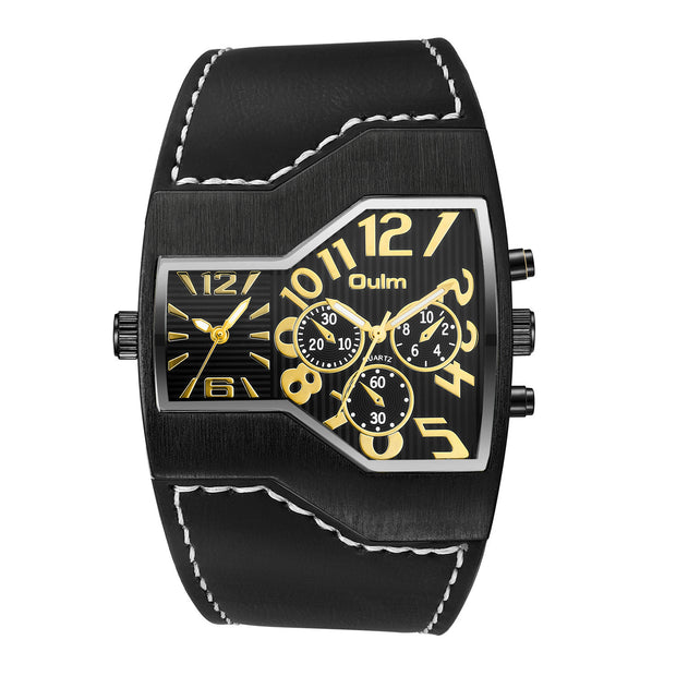 Premium Belt Large Dial Gold Men's Watch