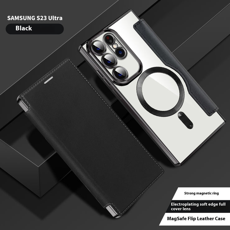 Electroplated Wireless Magnetic Business Flip Leather Case