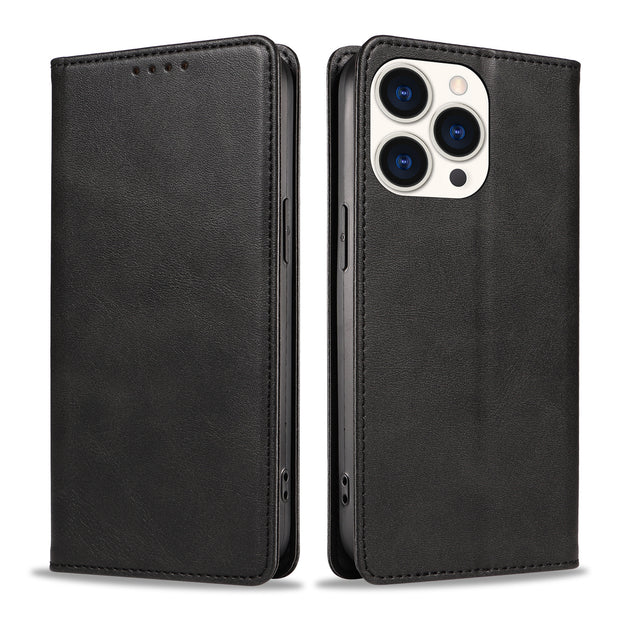 Simple Fashion Solid Color Leather Magnetic Phone Case