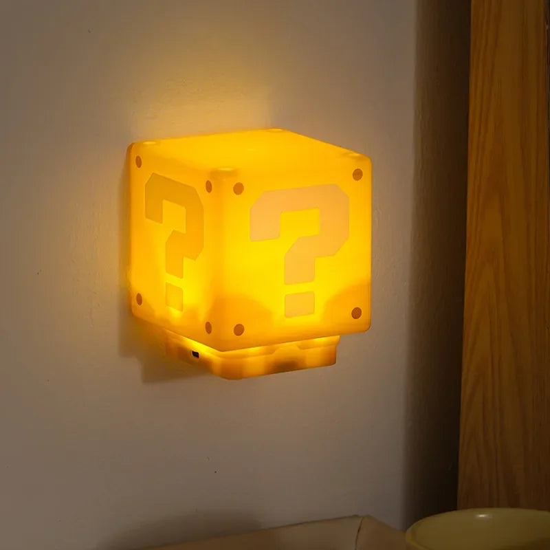 Super Mario Bros LED Question Mark Brick Night Light Anime Bedroom Table Lamp USB Charging Light for Kids Birthday X-Mas Gifts