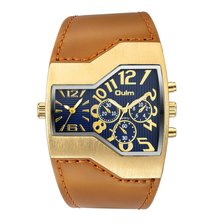Premium Belt Large Dial Gold Men's Watch