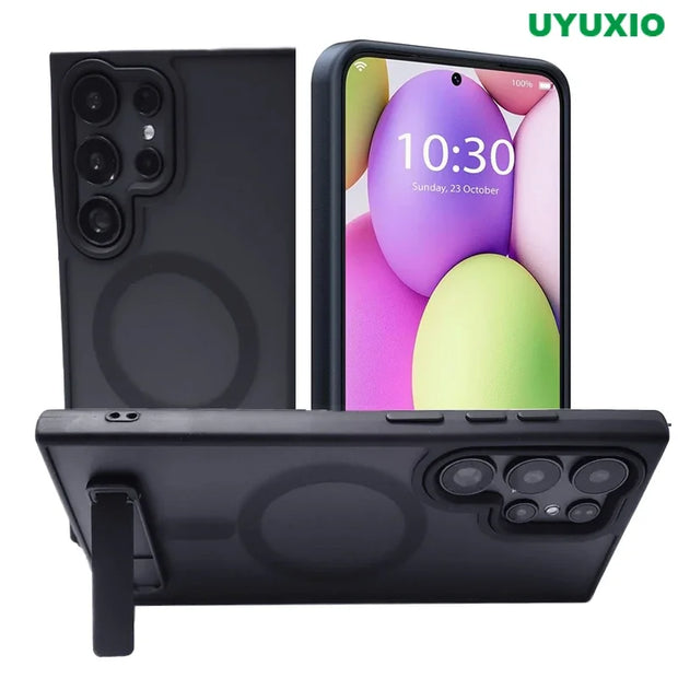 Magnetic Stand Mobile Phone Case for Samsung Galaxy S25 Ultra S24 S23 FE S22 plus Cover with Kickstand Cases with Holder
