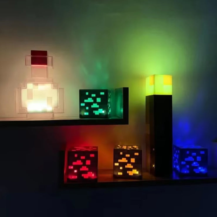 Creative Brownstone Torch LED Night Light USB Rechargeable Game Room Decoration Table Light Festival Gifts for Kids Game Lamps