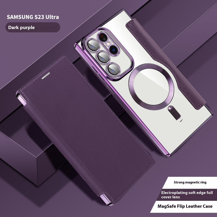 Electroplated Wireless Magnetic Business Flip Leather Case