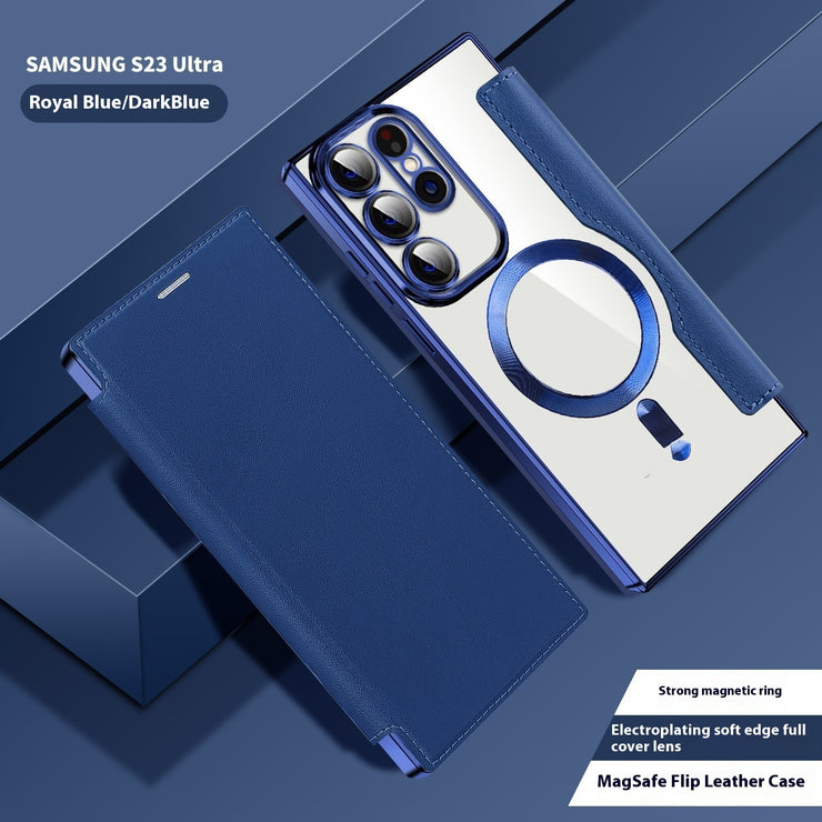 Electroplated Wireless Magnetic Business Flip Leather Case