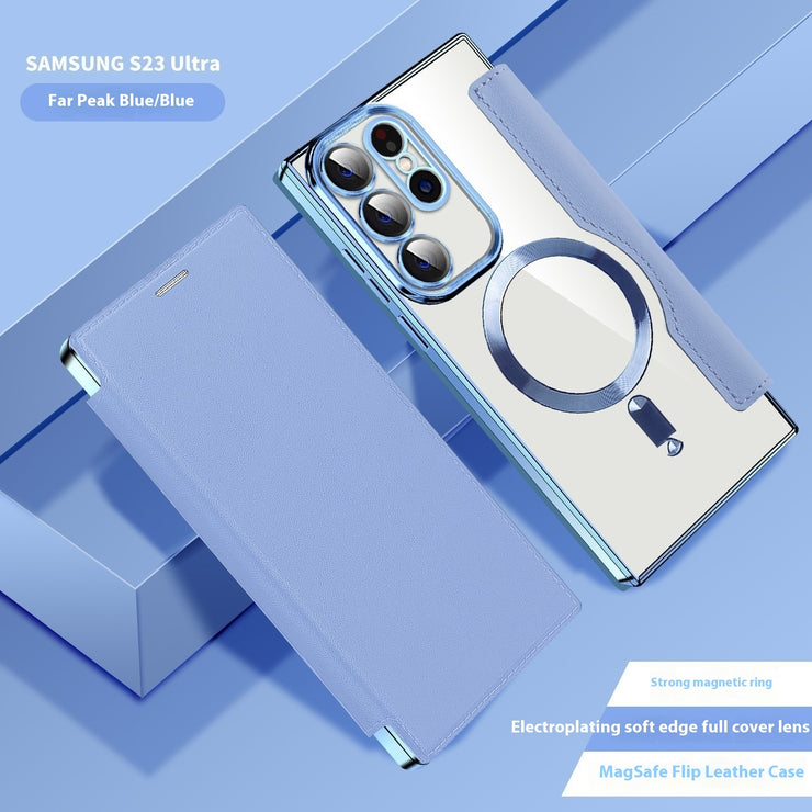 Electroplated Wireless Magnetic Business Flip Leather Case