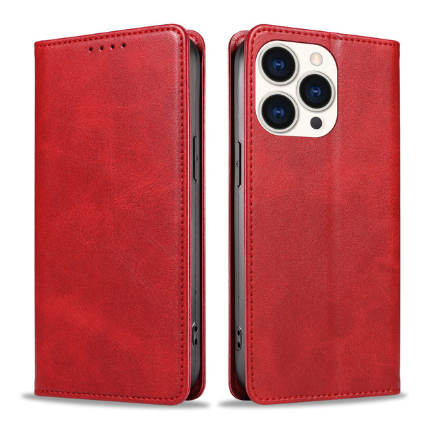 Simple Fashion Solid Color Leather Magnetic Phone Case