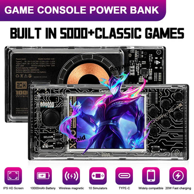 NEW Game Console Power Bank Integrated 10000Mah Fast Charging Magnetic Wireless Charging Mobile Power Supply Handheld Player