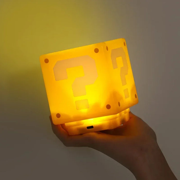 Super Mario Bros LED Question Mark Brick Night Light Anime Bedroom Table Lamp USB Charging Light for Kids Birthday X-Mas Gifts