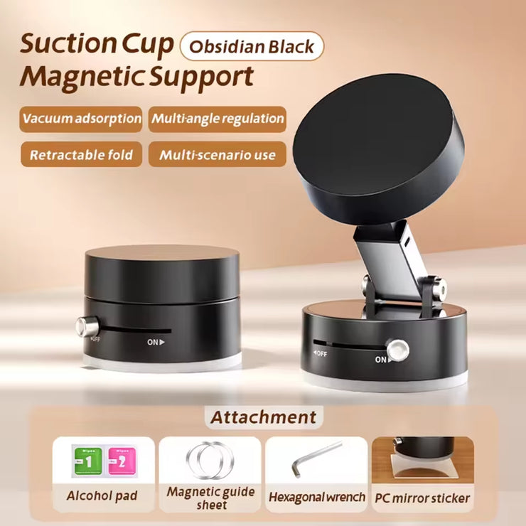 Foldable Car Phone Holder,Vacuum Adsorption Magnetic Suction Cup Phone Holder for Car for Iphone 15 14 13 Pro Max Samsung Huawei
