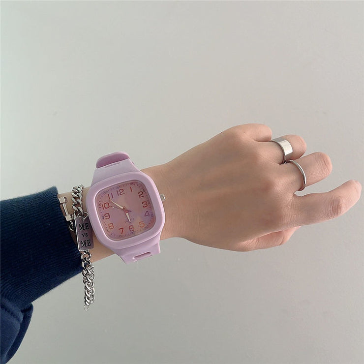 Student Couple Fashion Simple Square Digital Electronic Watch