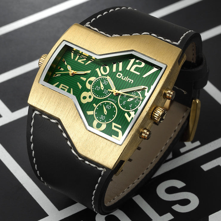 Premium Belt Large Dial Gold Men's Watch